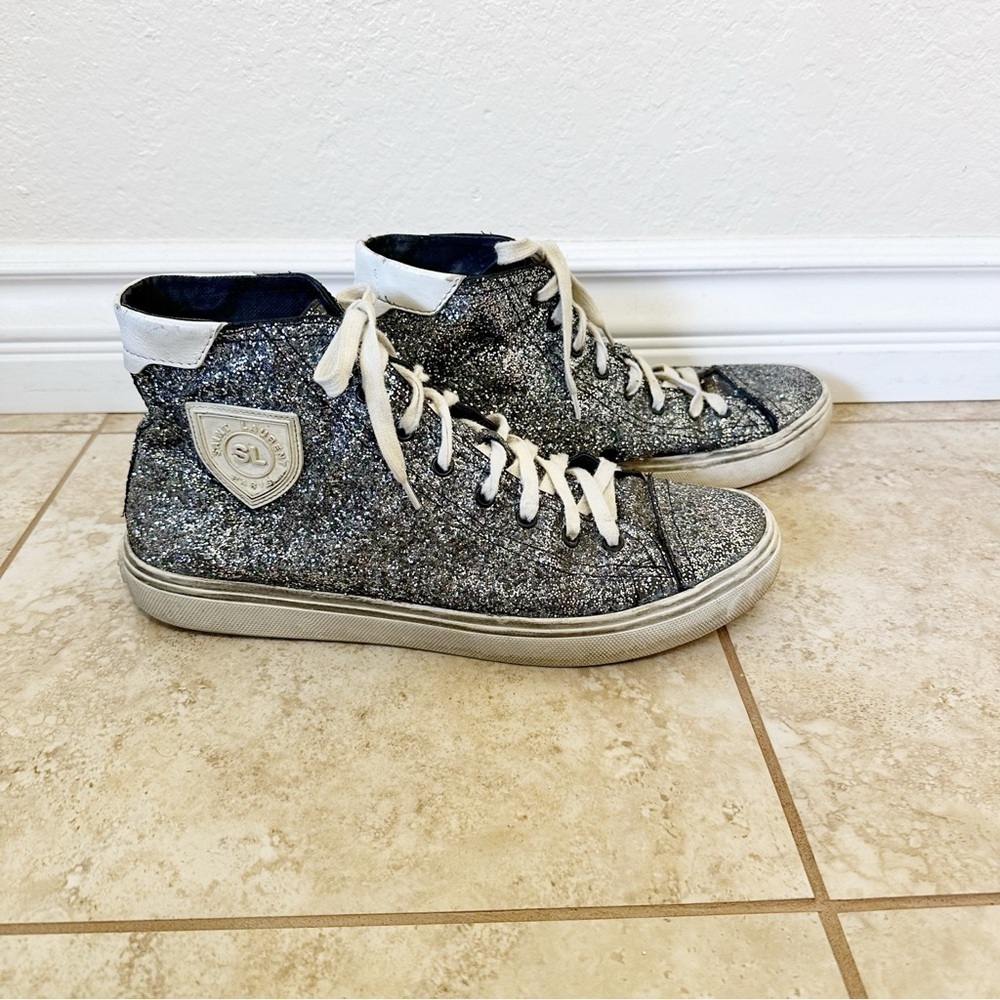 Saint Laurent Bedford Hightop glitter Sneakers size 40 - Picture 4 of 6